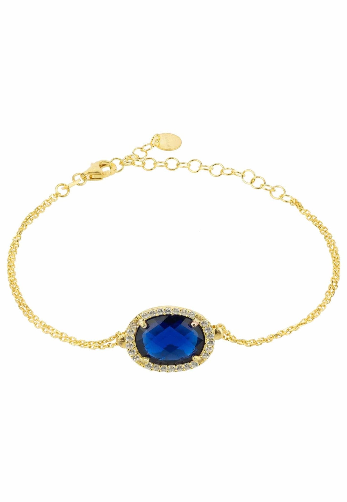 Sterling Silver Gold Dipped Bracelet with Blue Sapphire Gemstone