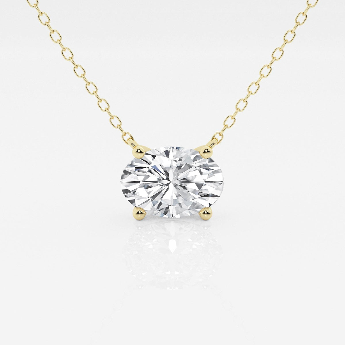 Oval Lab Grown Diamond Solitaire Pendant in White /Yellow