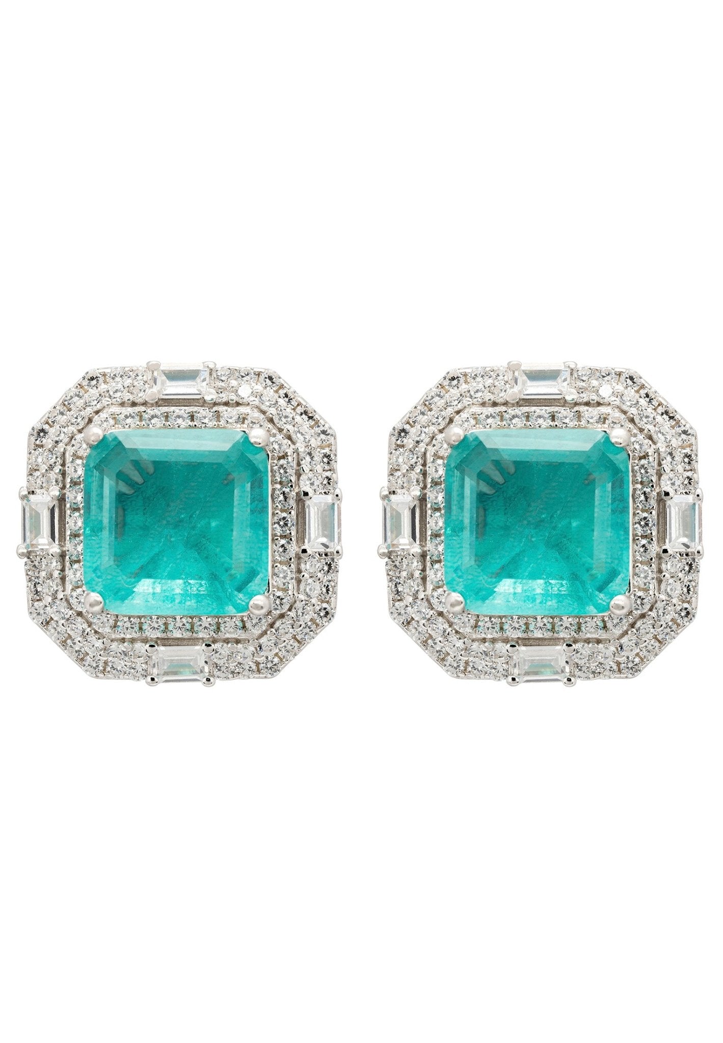 Kara Paraiba Tourmaline Large Stud Earrings Silver