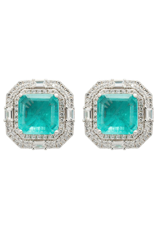 Kara Paraiba Tourmaline Large Stud Earrings Silver