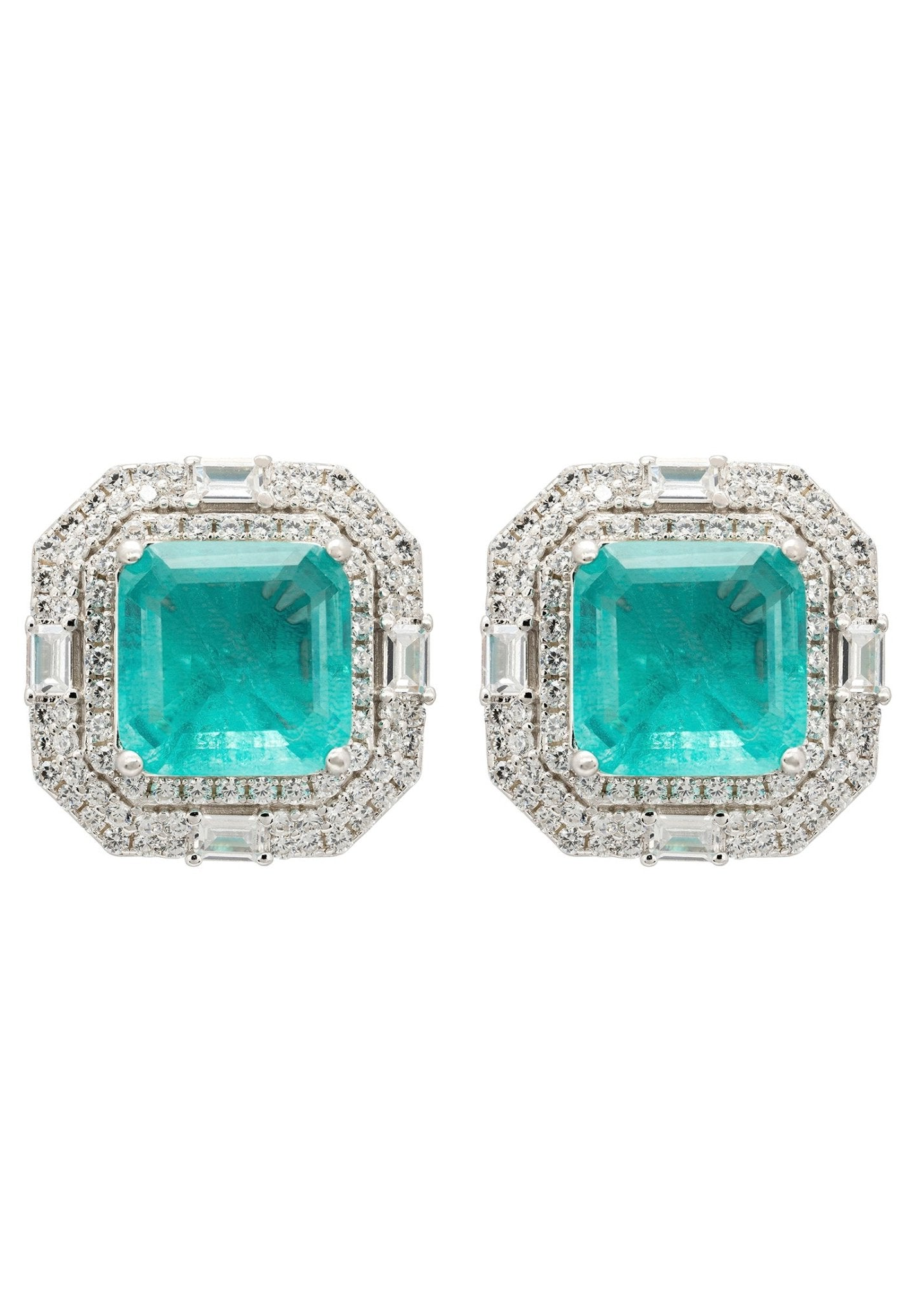 Kara Paraiba Tourmaline Large Stud Earrings Silver