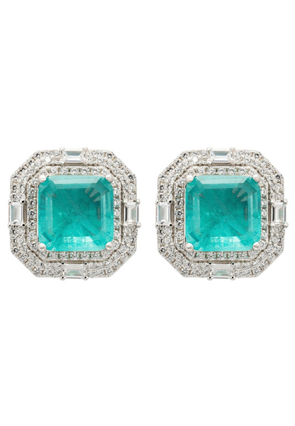 Kara Paraiba Tourmaline Large Stud Earrings Silver