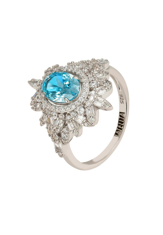 Arabesque Splendor Cocktail Ring Blue Topaz