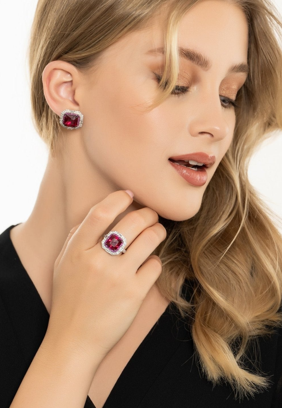 Madeleine Large Ruby Stud Earrings