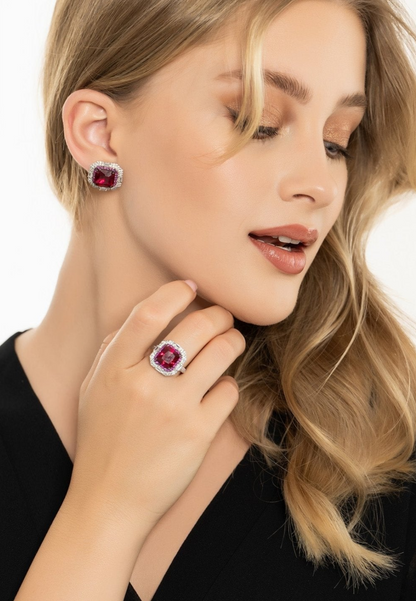 Madeleine Large Ruby Stud Earrings