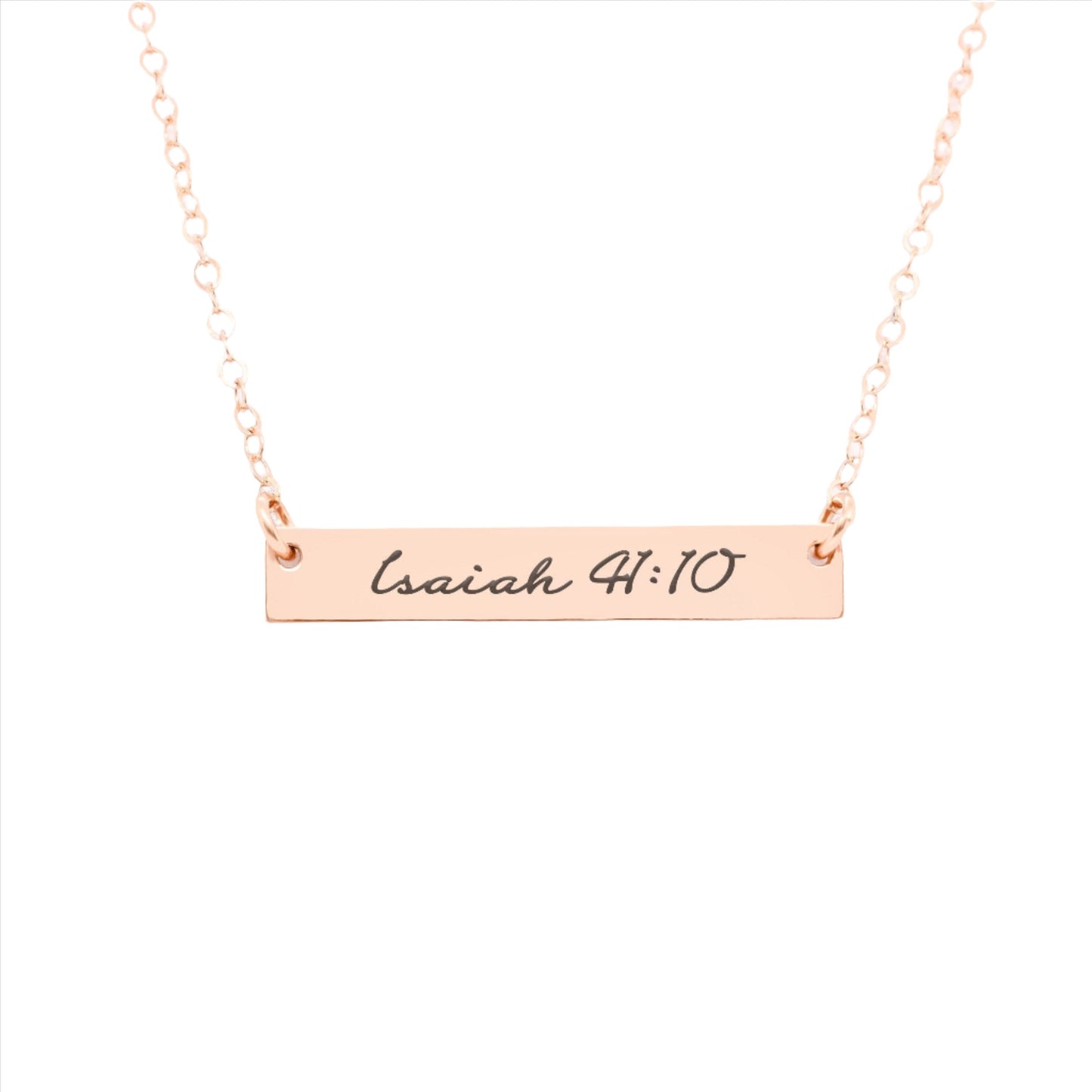 Gold Bar Necklace with Bible Verse Engraving