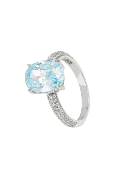 Alexandra Oval Cocktail Ring Blue Topaz Silver