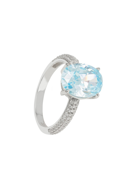 Alexandra Oval Cocktail Ring Blue Topaz Silver