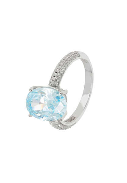 Alexandra Oval Cocktail Ring Blue Topaz Silver