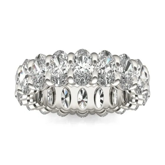 4 CTW Oval Lab Grown Diamond Couture Classic Eternity Ring 14K White Gold (G-Vs)