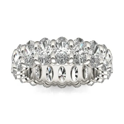 4 CTW Oval Lab Grown Diamond Couture Classic Eternity Ring 14K White Gold (G-Vs)