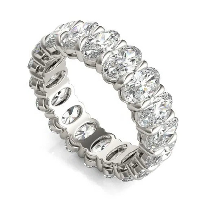 4 CTW Oval Lab Grown Diamond Couture Classic Eternity Ring 14K White Gold (G-Vs)