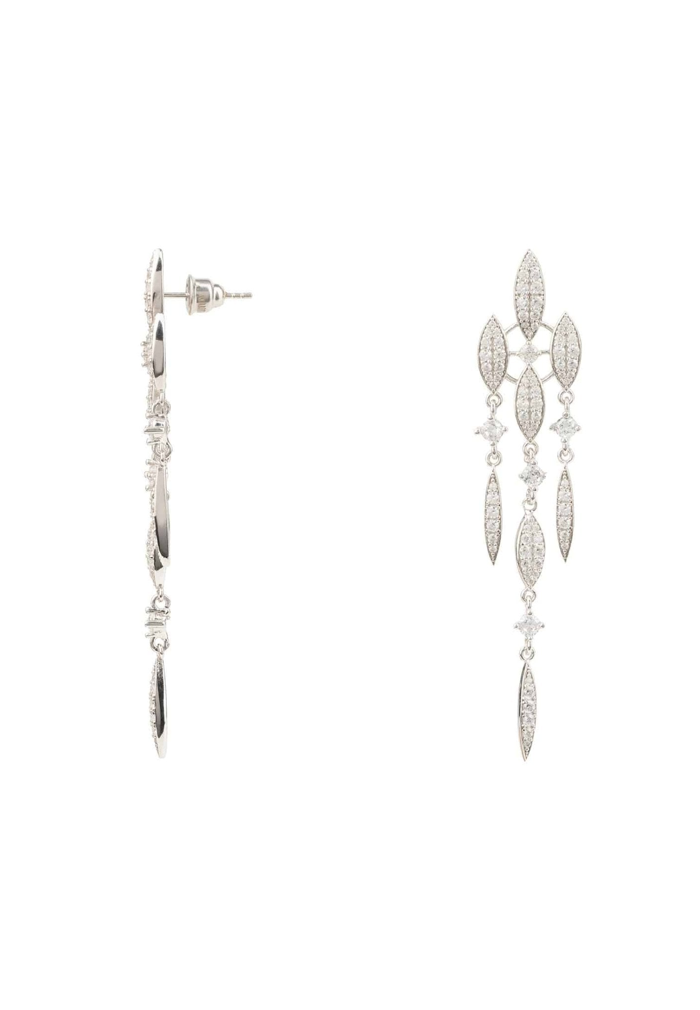 Valencia Statement Drop Earring White Cz Silver