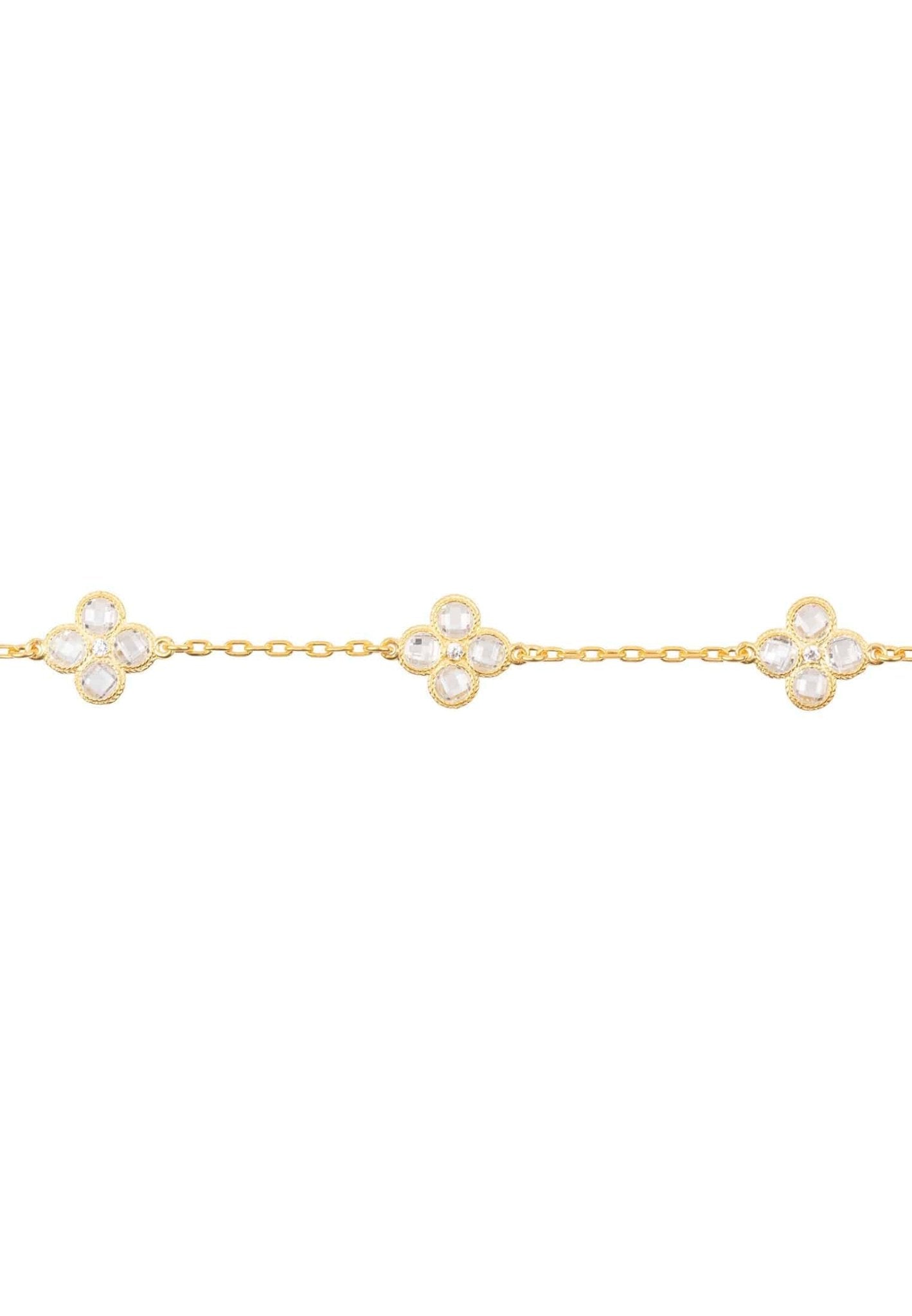 Flower Clover Triple Bracelet Gold with Zirconia
