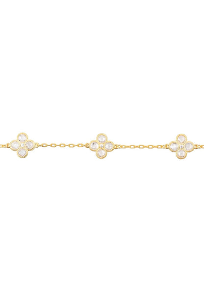 Flower Clover Triple Bracelet Gold with Zirconia
