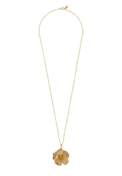 Poppy Pendant Necklace Gold Lemon Cz