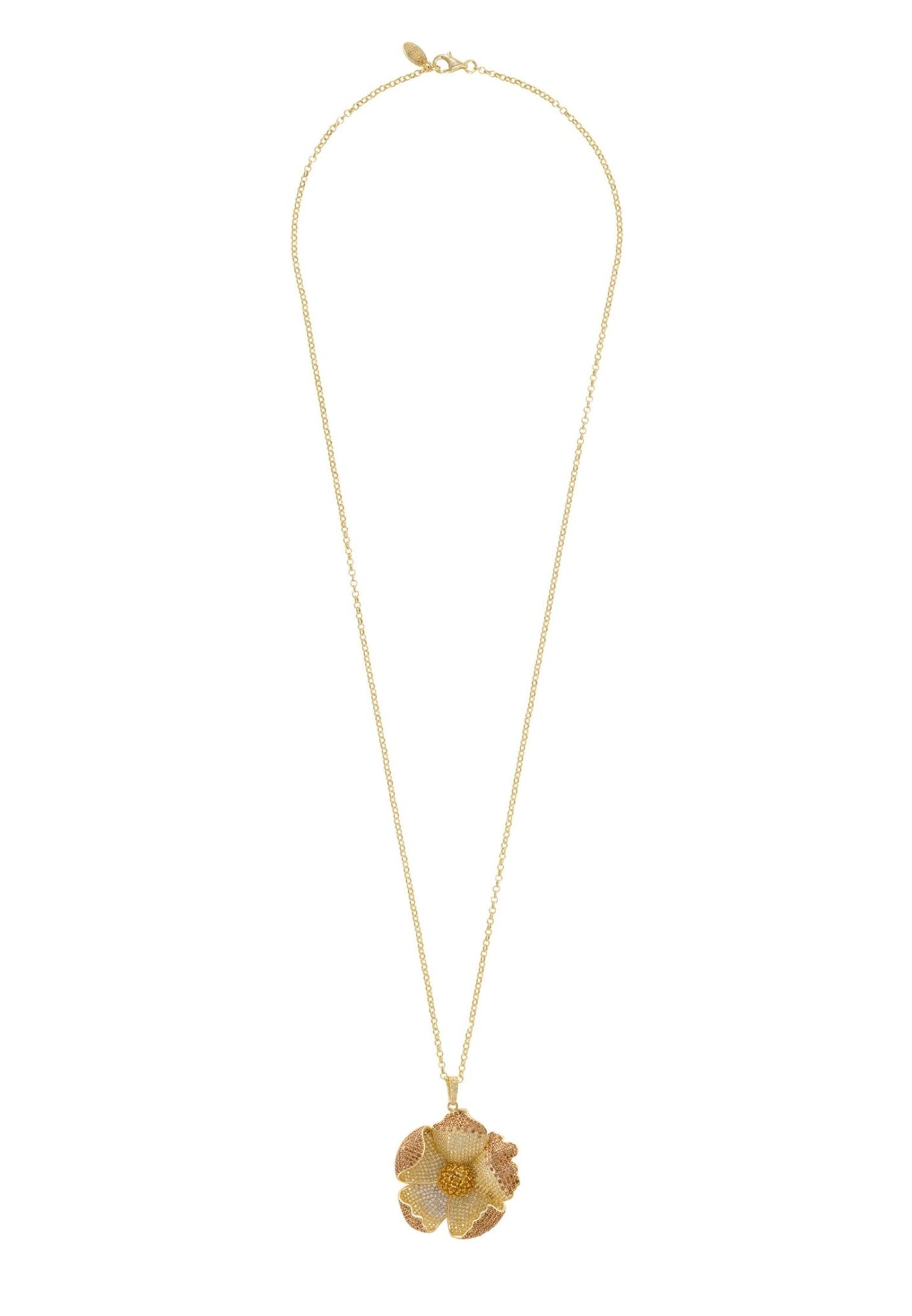 Poppy Pendant Necklace Gold Lemon Cz