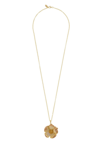 Poppy Pendant Necklace Gold Lemon Cz