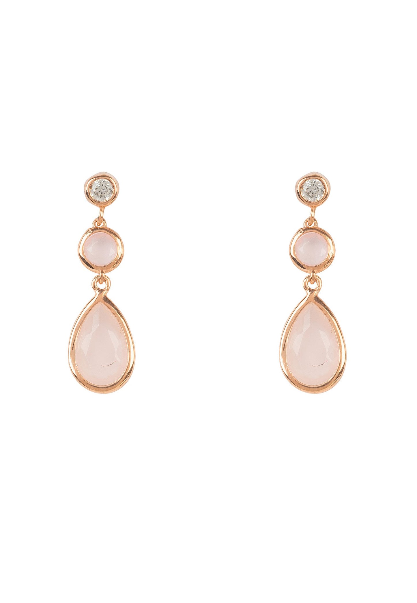 Rose Gold Rose Quartz Gemstone Drop Earrings