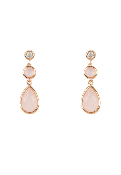 Rose Gold Rose Quartz Gemstone Drop Earrings