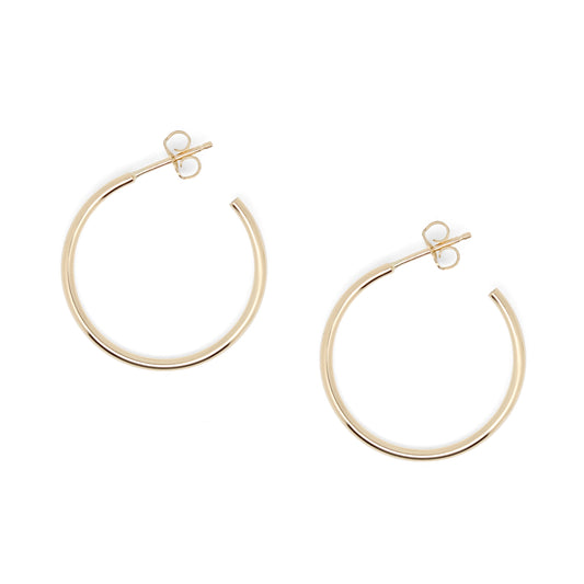 Classic Hoop Earrings Gold Round Design