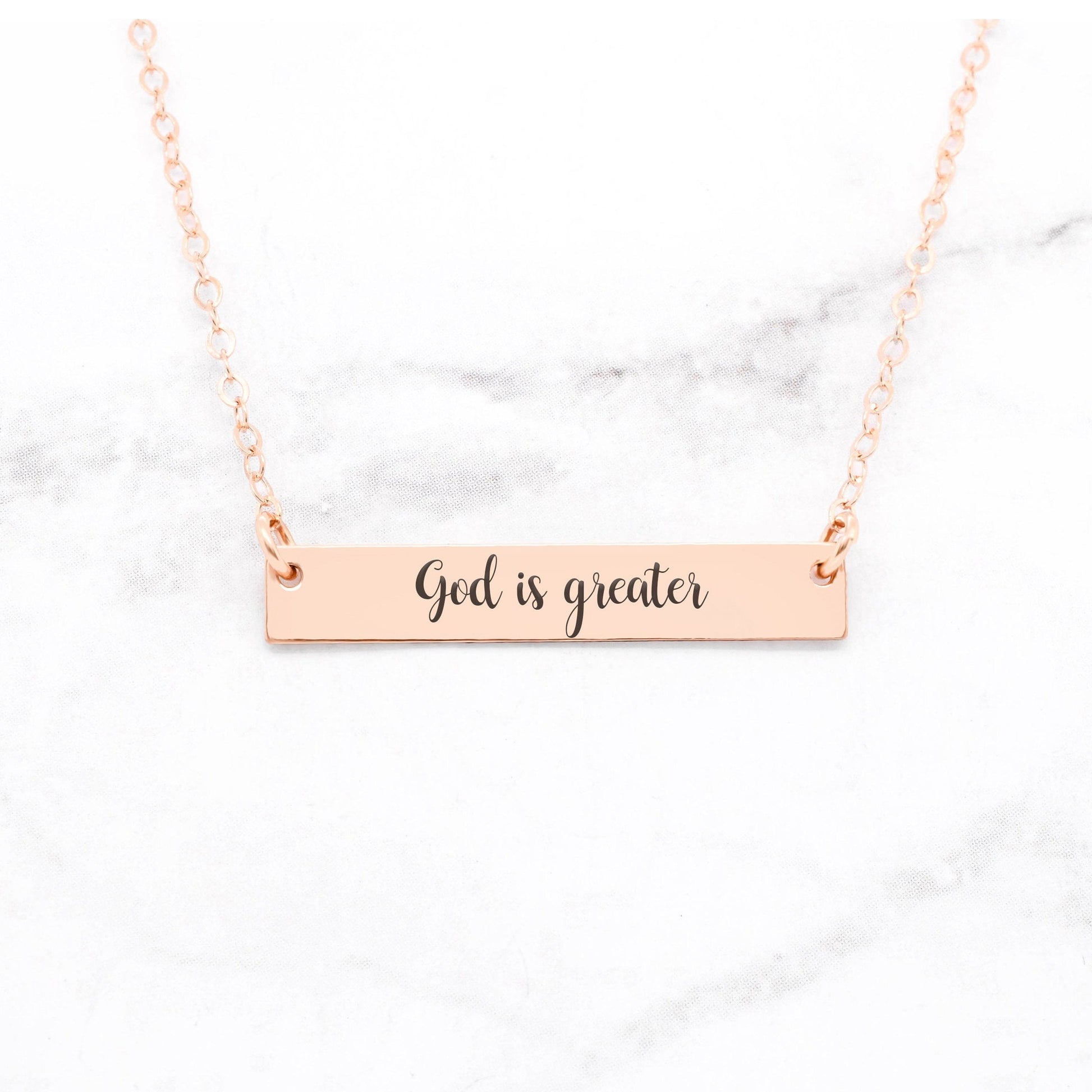 Inspirational Gold Pendant Necklace God Is Greater