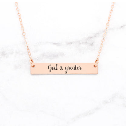 Inspirational Gold Pendant Necklace God Is Greater