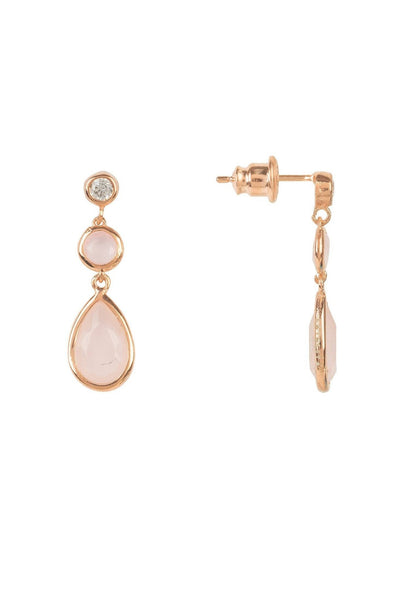 Rose Gold Rose Quartz Gemstone Drop Earrings