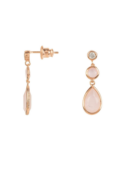 Rose Gold Rose Quartz Gemstone Drop Earrings