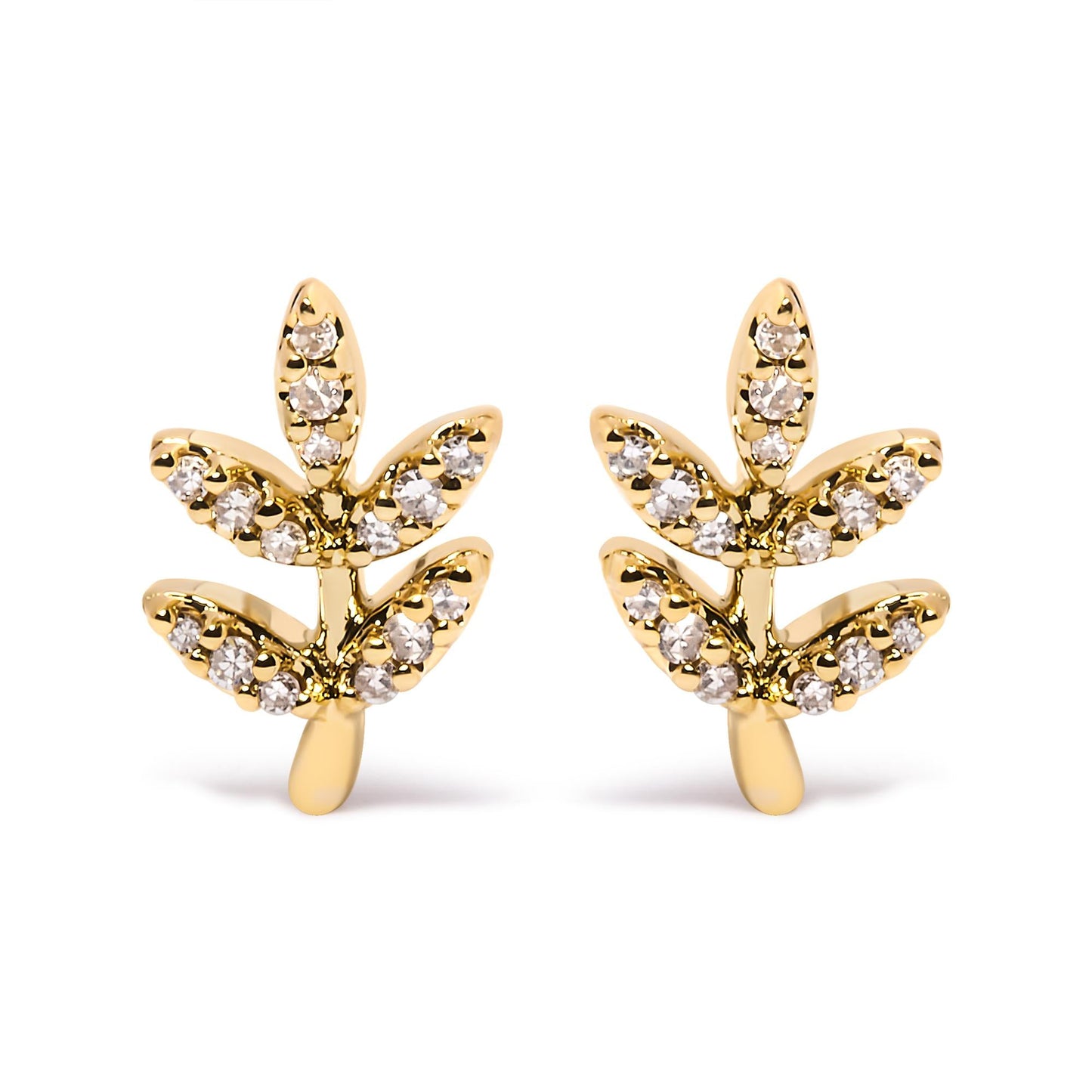 Diamond Accented Leaf Stud Earrings