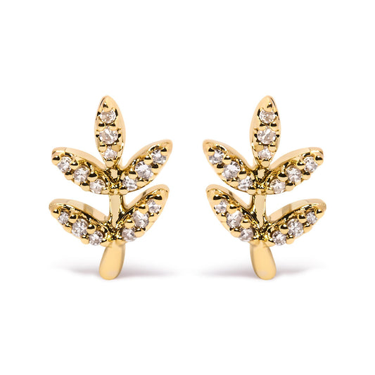 Diamond Accented Leaf Stud Earrings