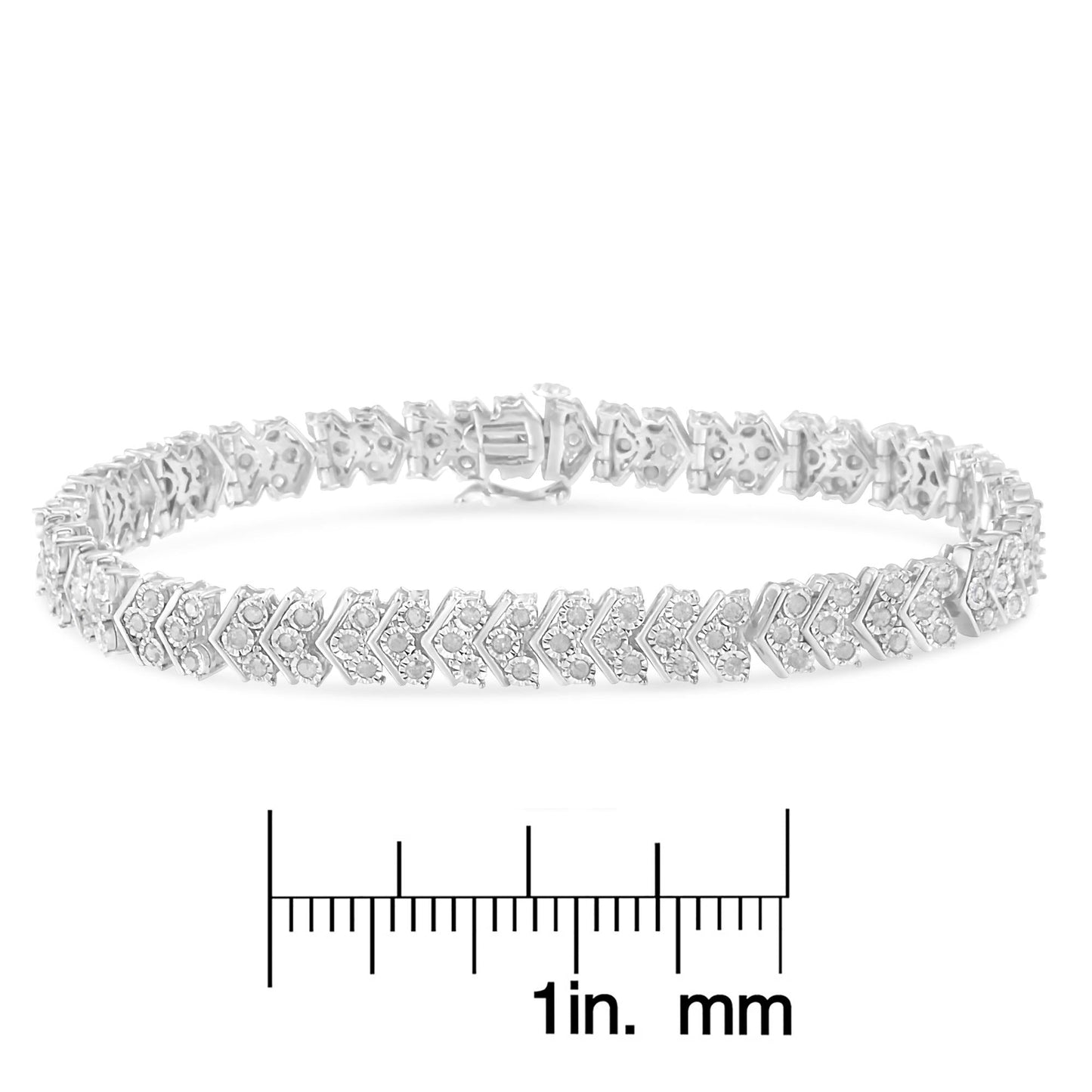 Diamond Miracle-Set Nested Chevron Link 7" Tennis Bracelet