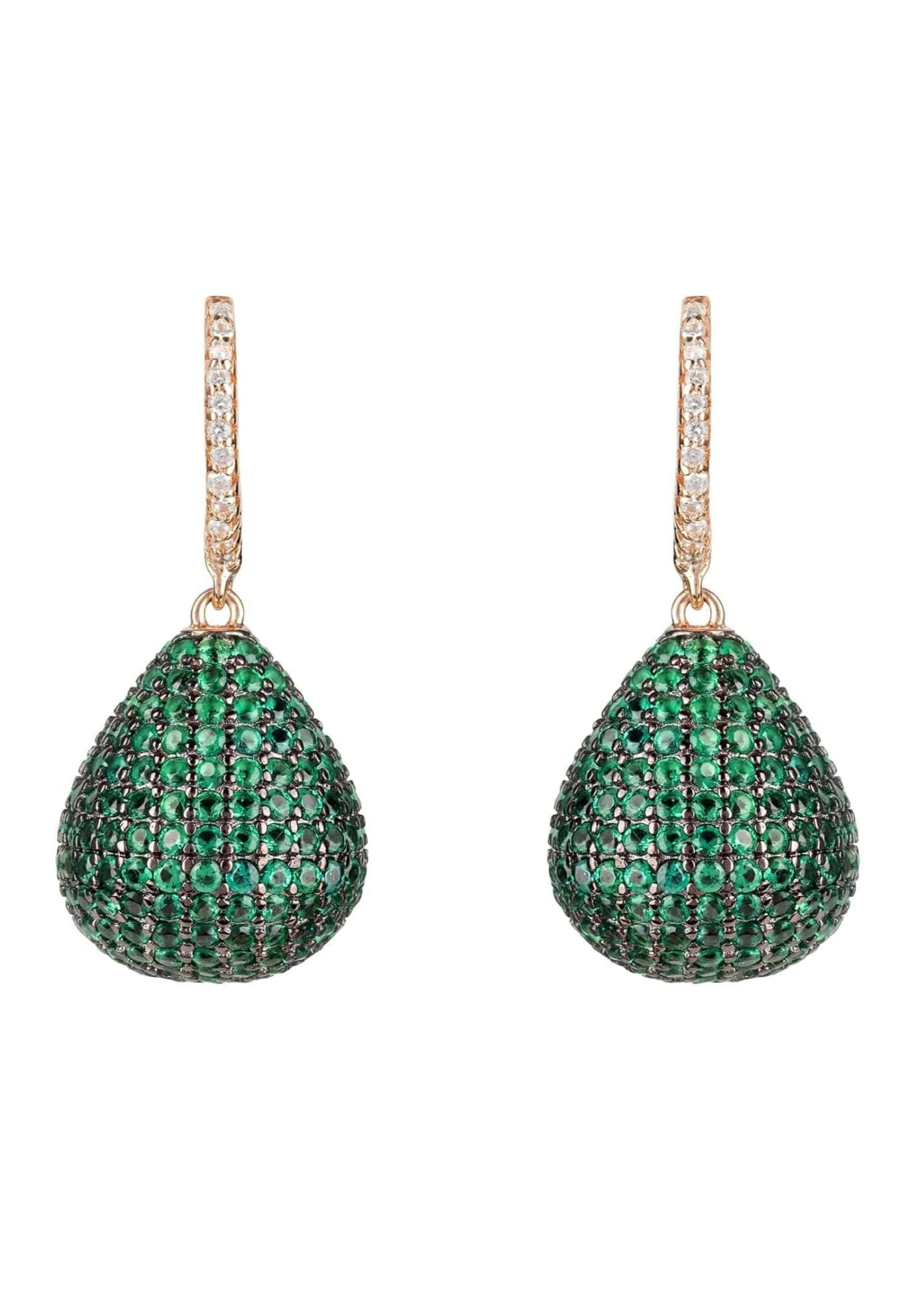 Valerie Pear Drop Gemstone Earring Rosegold Emerald Green