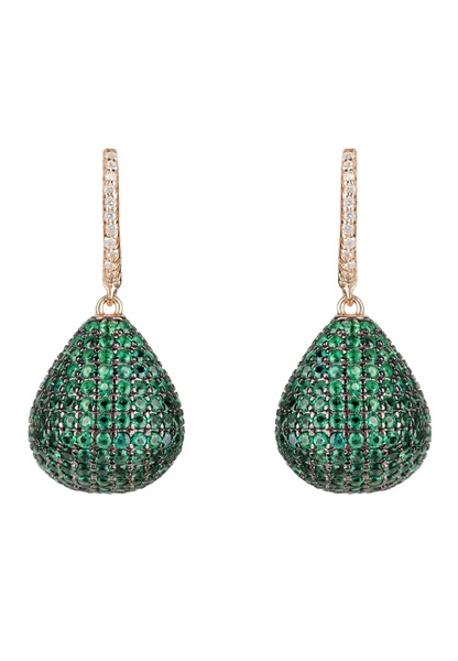 Valerie Pear Drop Gemstone Earring Rosegold Emerald Green