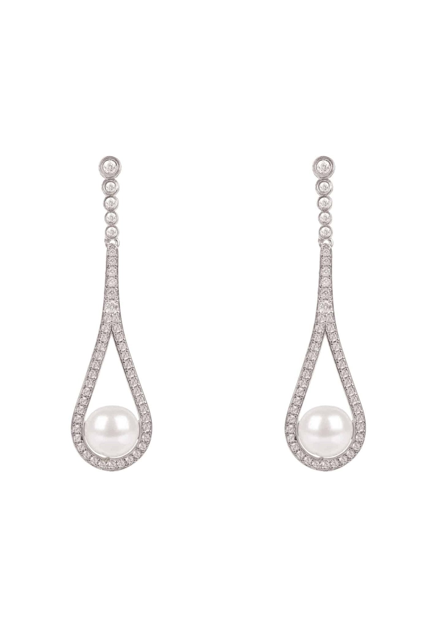 Cradled Pearl Drop Earrings