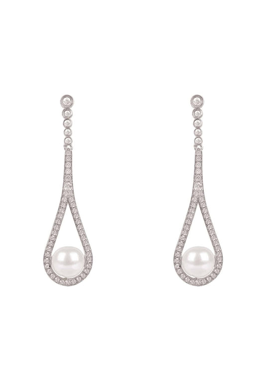 Cradled Pearl Drop Earrings