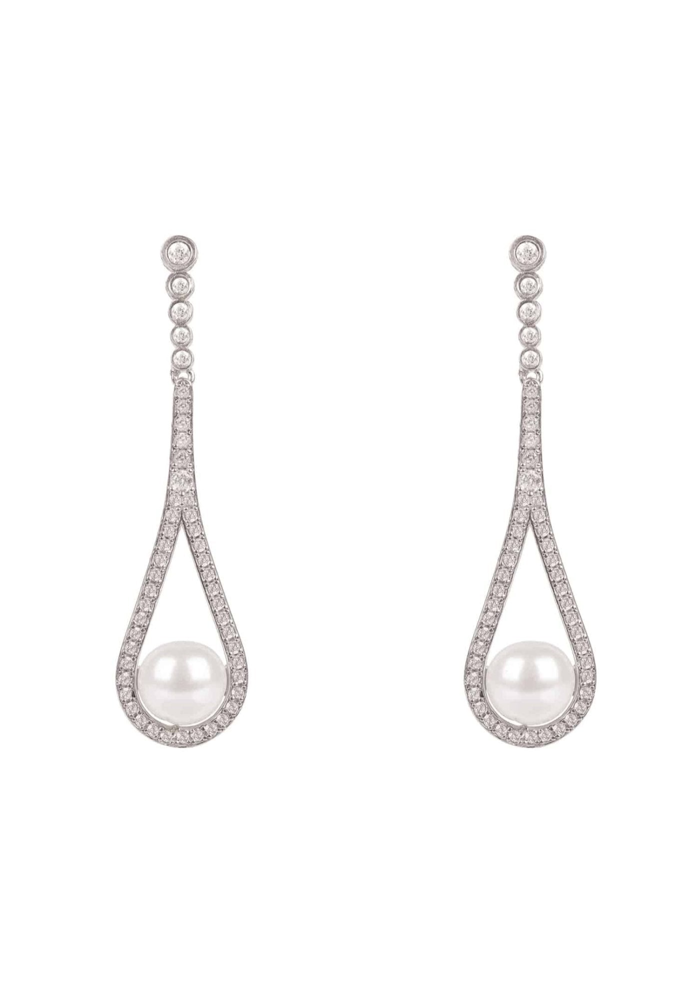 Cradled Pearl Drop Earrings