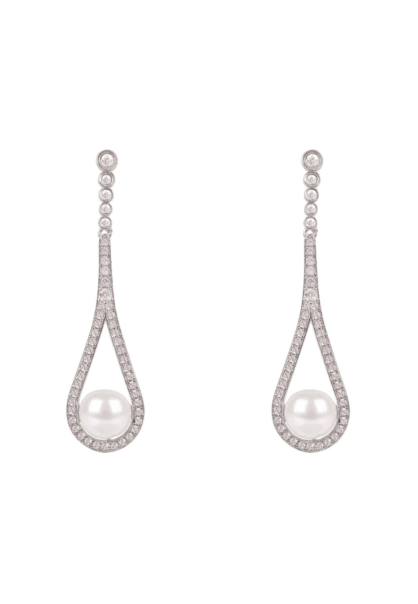 Cradled Pearl Drop Earrings