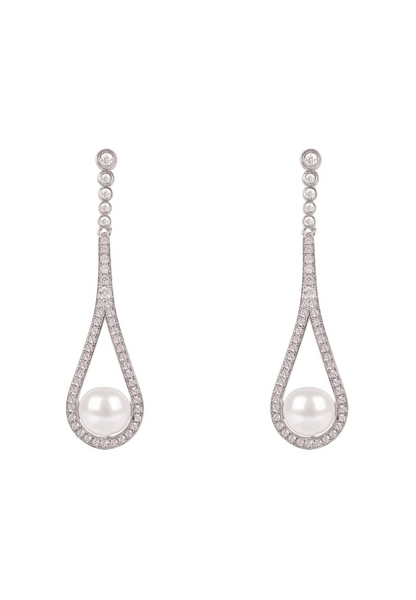 Cradled Pearl Drop Earrings