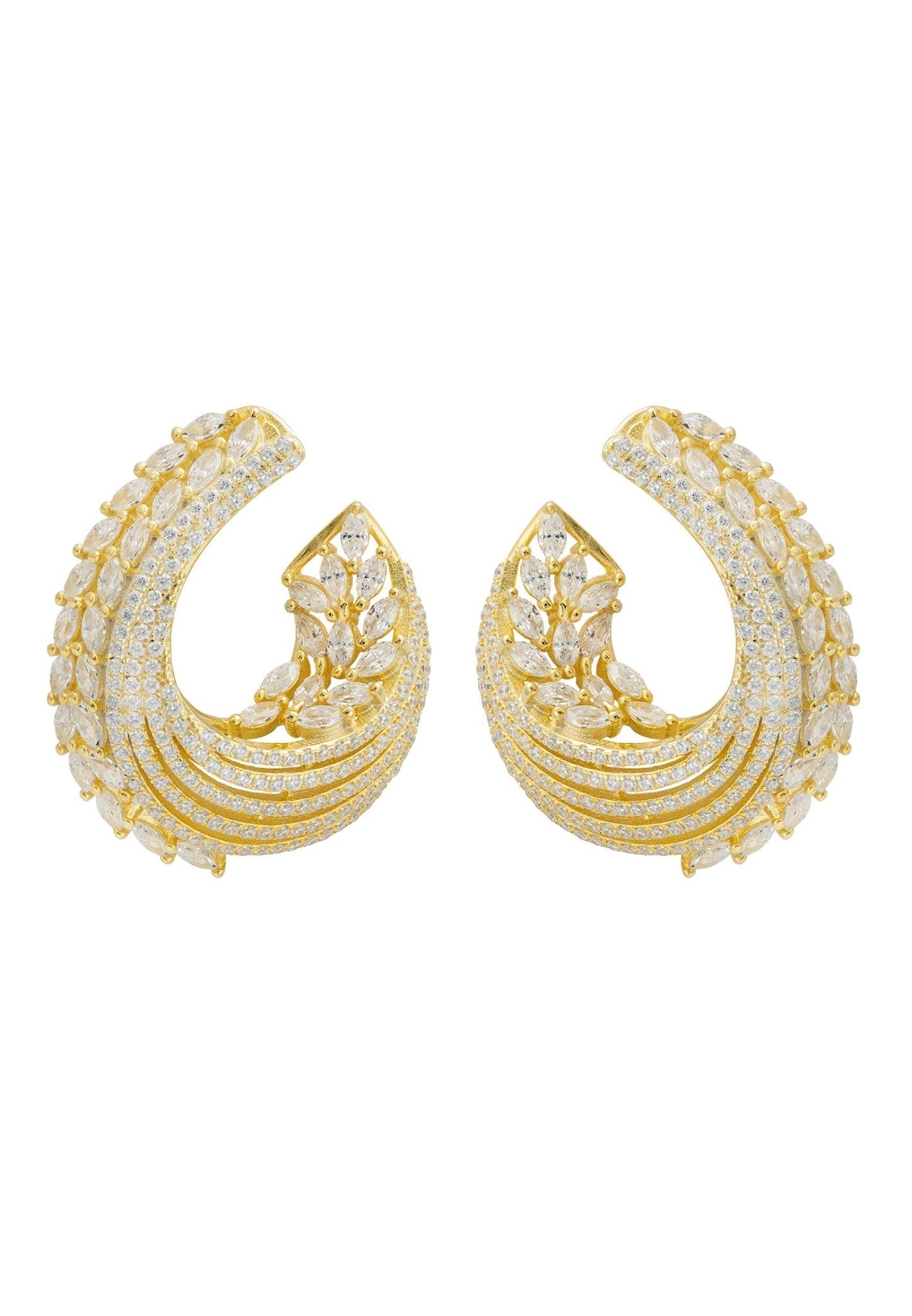 Gold hoop earrings with cubic zirconia detail 