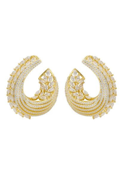 Gold hoop earrings with cubic zirconia detail 