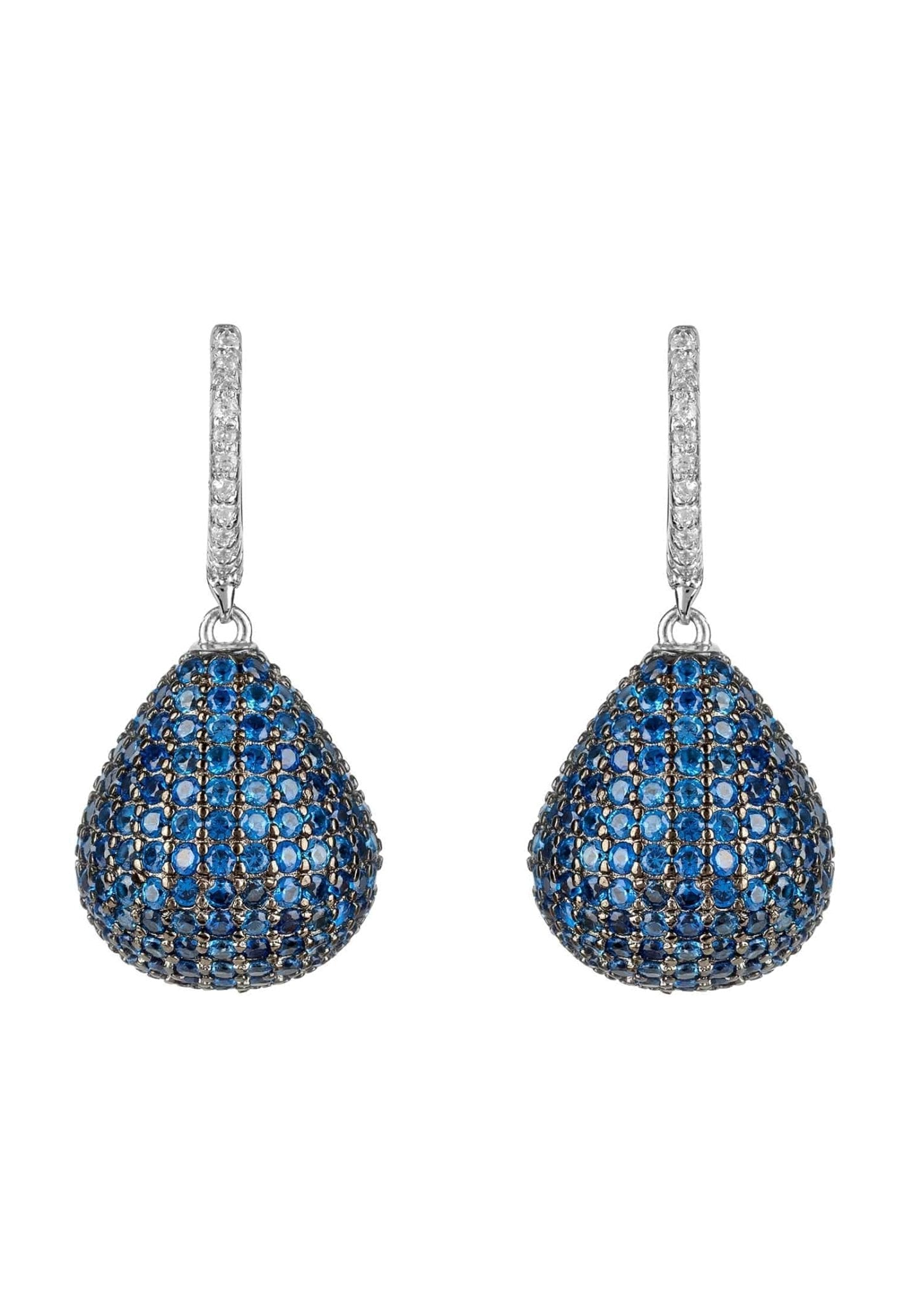 Valerie Pear Drop Gemstone Earrings Silver Sapphire Blue