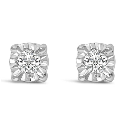 Round Brilliant-Cut Small Lab Grown Diamond Miracle-Set Stud Earrings