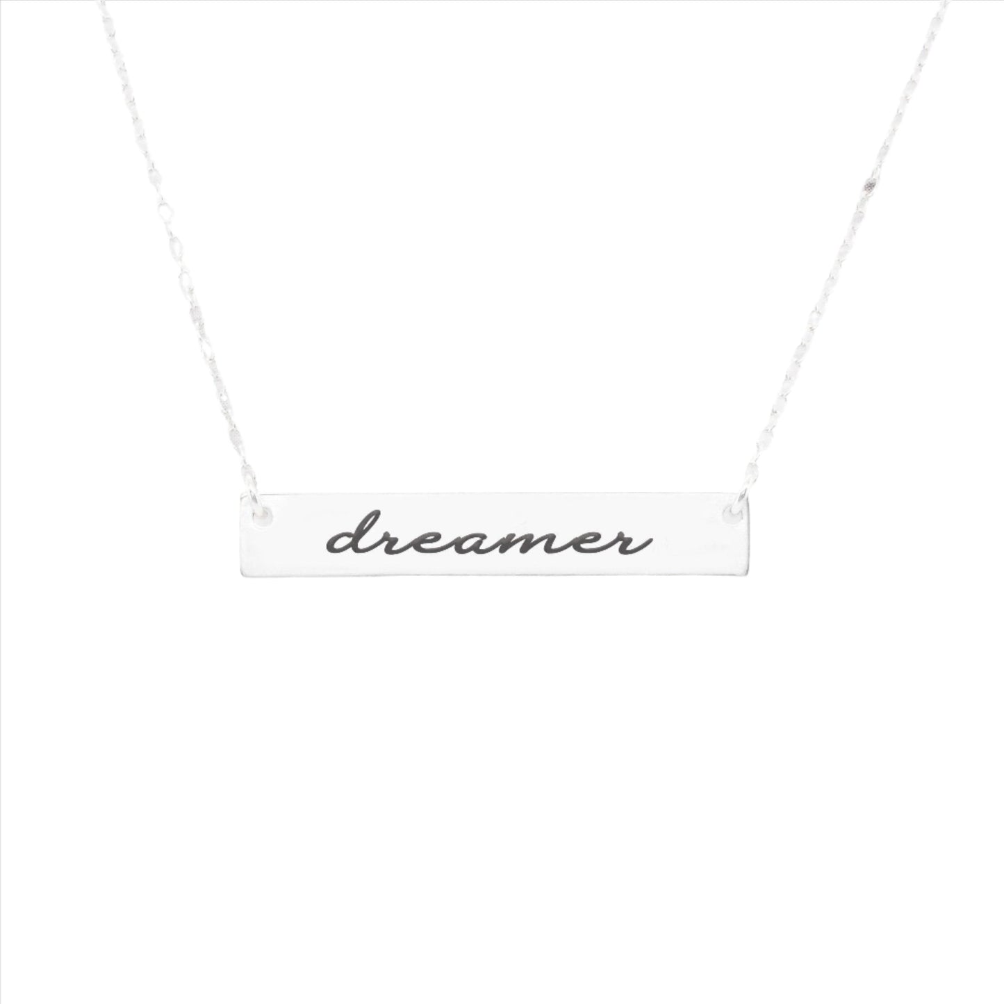 Gold Bar Necklace - Dreamer Necklace in Silver