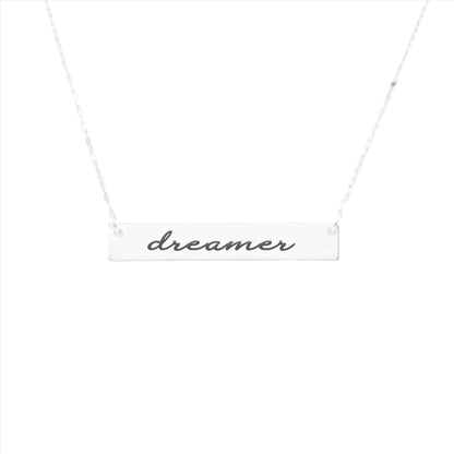 Gold Bar Necklace - Dreamer Necklace in Silver