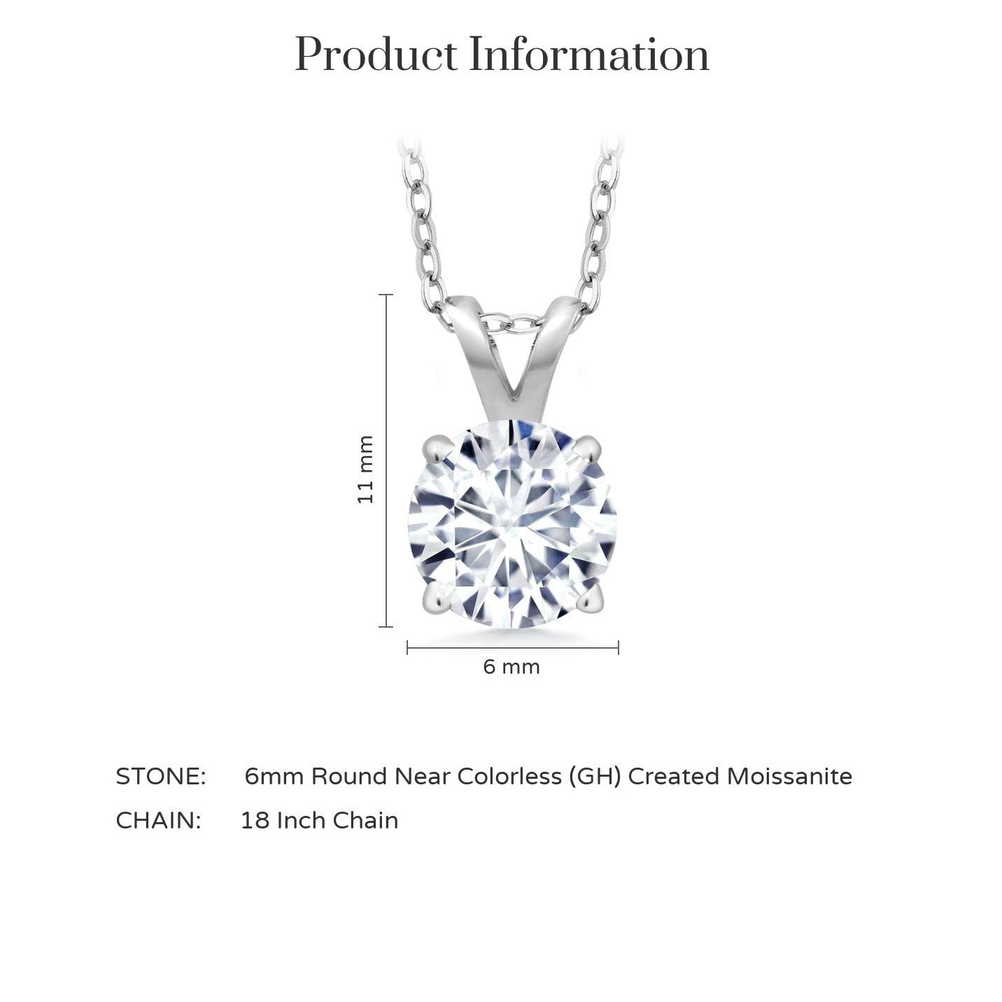 2.00 CTW Lab-Created Moissanite Solitaire Pendant Necklace