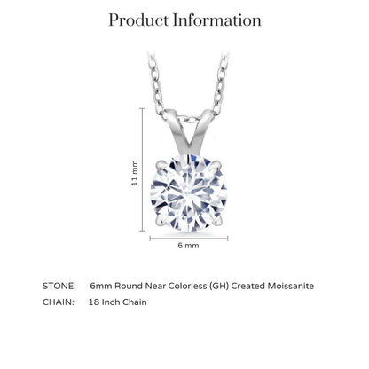2.00 CTW Lab-Created Moissanite Solitaire Pendant Necklace