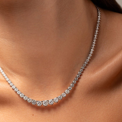 15 CTW Lab Created Moissanite Tennis Necklace - G-H Color, SI Clarity