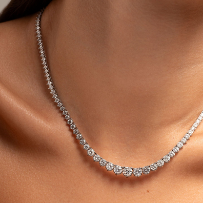 15 CTW Lab Created Moissanite Tennis Necklace - G-H Color, SI Clarity