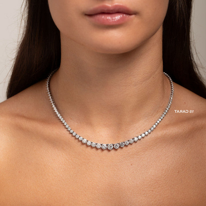 15 CTW Lab Created Moissanite Tennis Necklace - G-H Color, SI Clarity